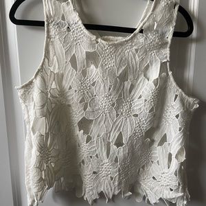White lacy crop top